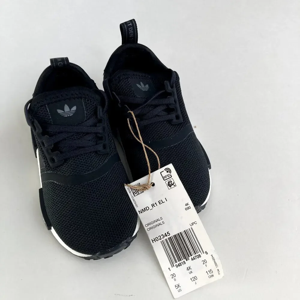 Adidas Originals NEW NMD_R1 Refined Shoes - Core Black Cloud White - 5